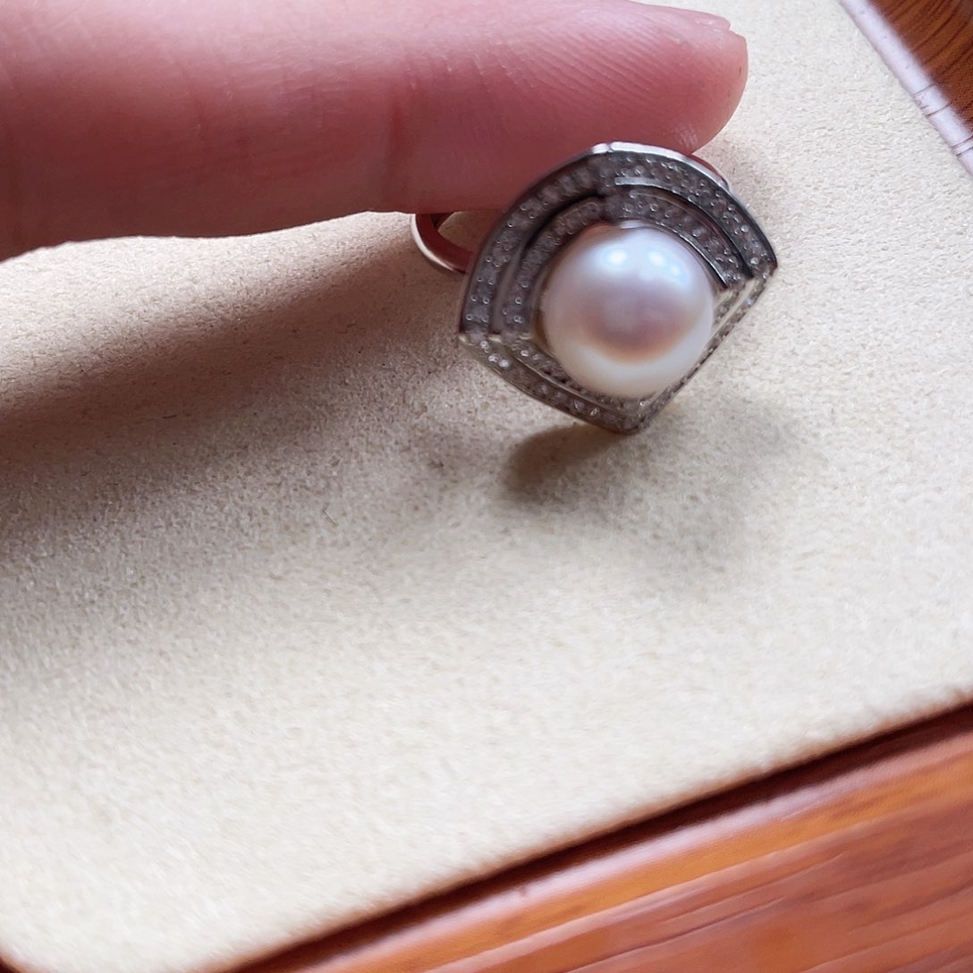 海水珍珠戒指银S925镶嵌