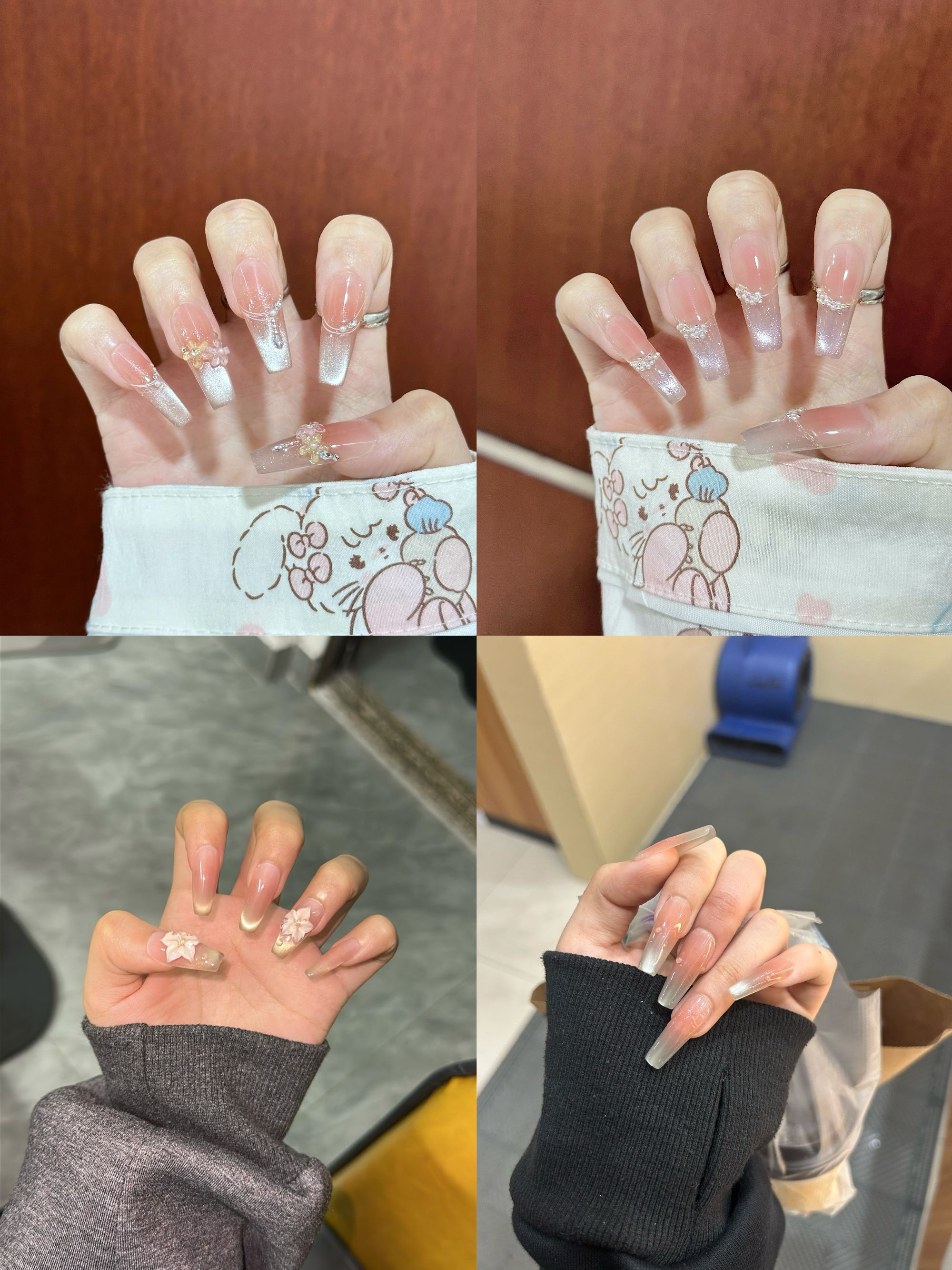 [5000-5149]手工穿戴甲夏日纯手工白色气质穿戴式渐变梯形穿戴式