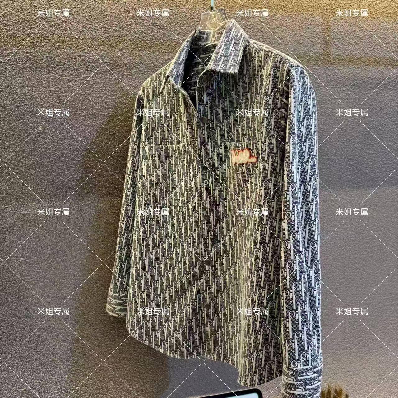 25款新款男士衬衫提花满印字母刺绣翻领长袖衬衣-9805