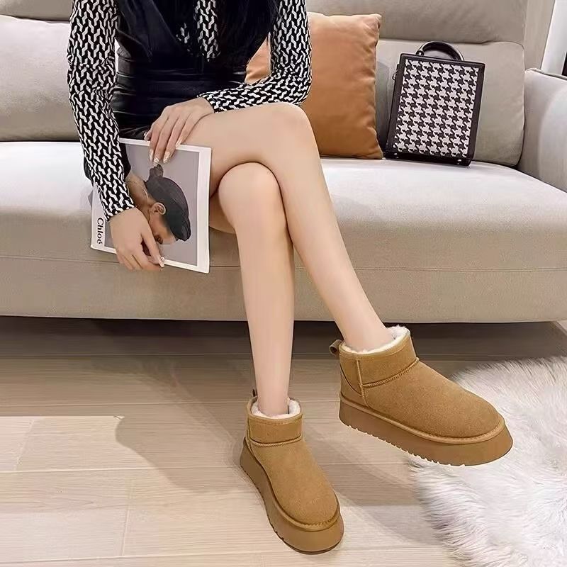 时尚雪地靴雪地靴女款可拆卸雪地靴棉鞋秋冬冬季保暖