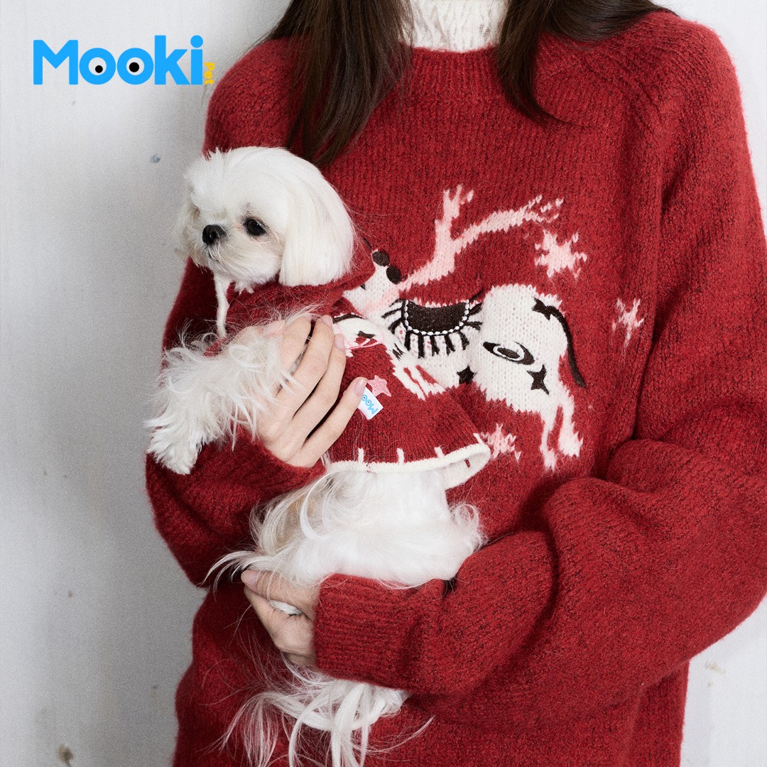 【MOOKIPETx江南先生联名】宠物狗狗新年衣服小型犬保暖毛衣红色