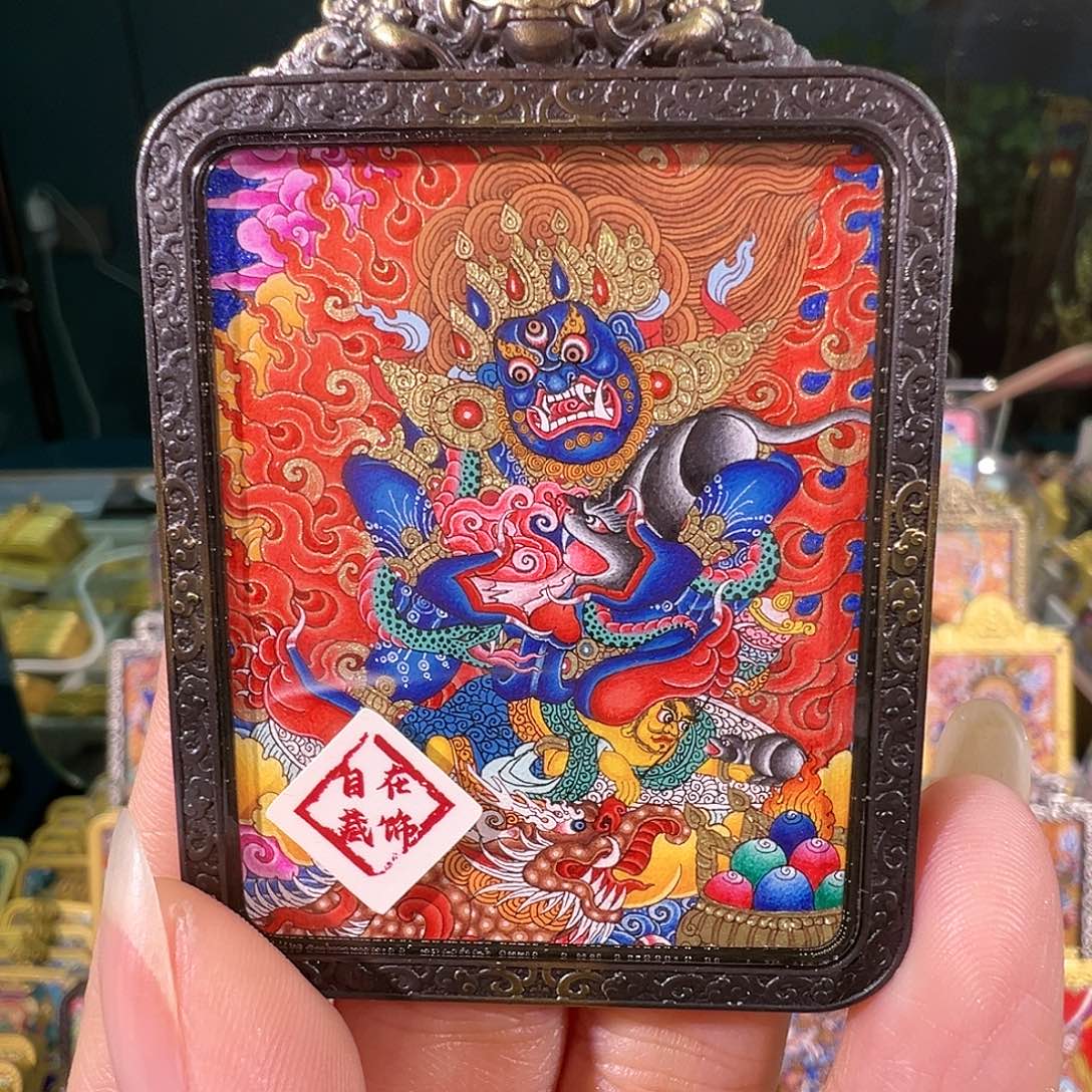 吊坠黑财热贡纯手绘唐卡