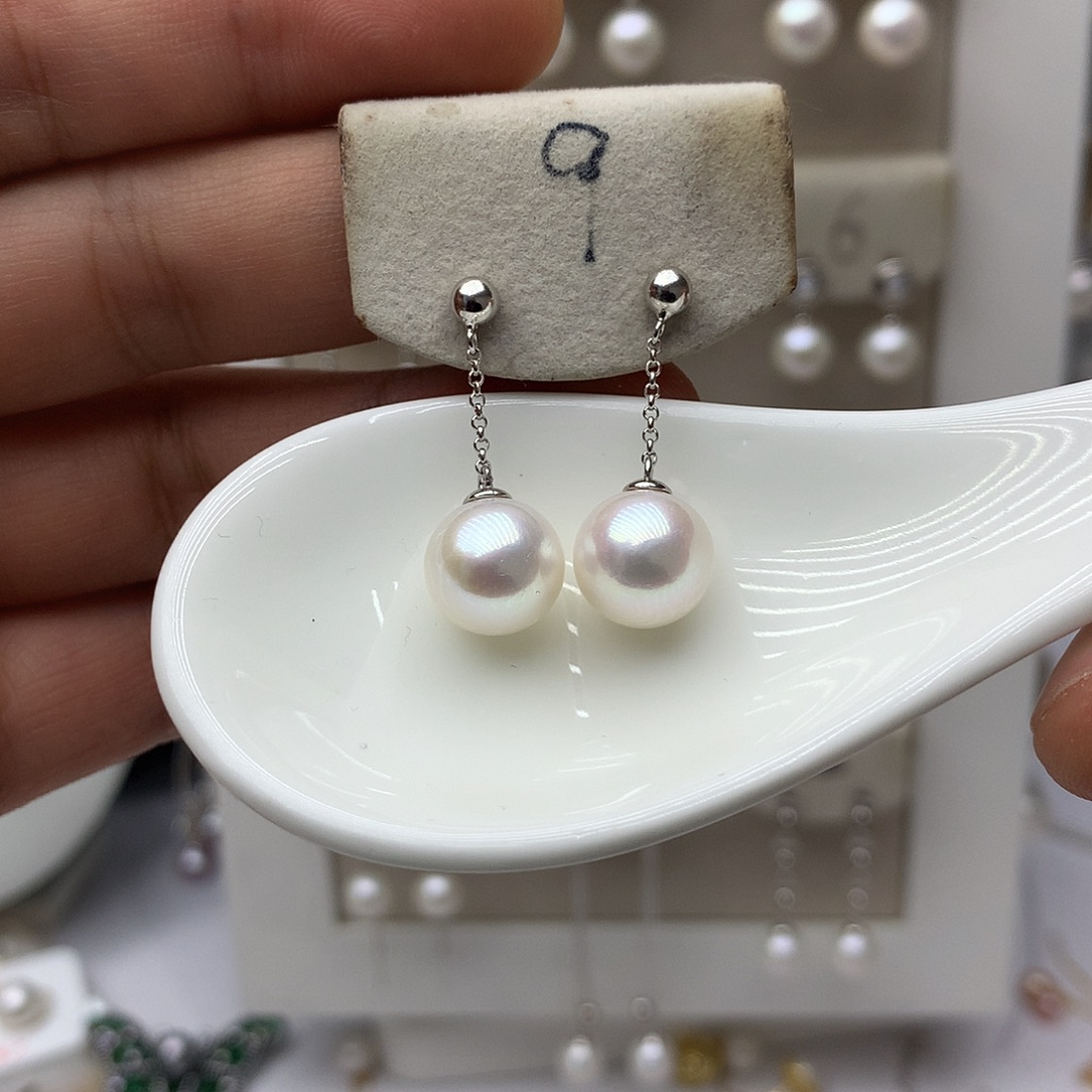 耳饰银S925镶嵌淡水珍珠