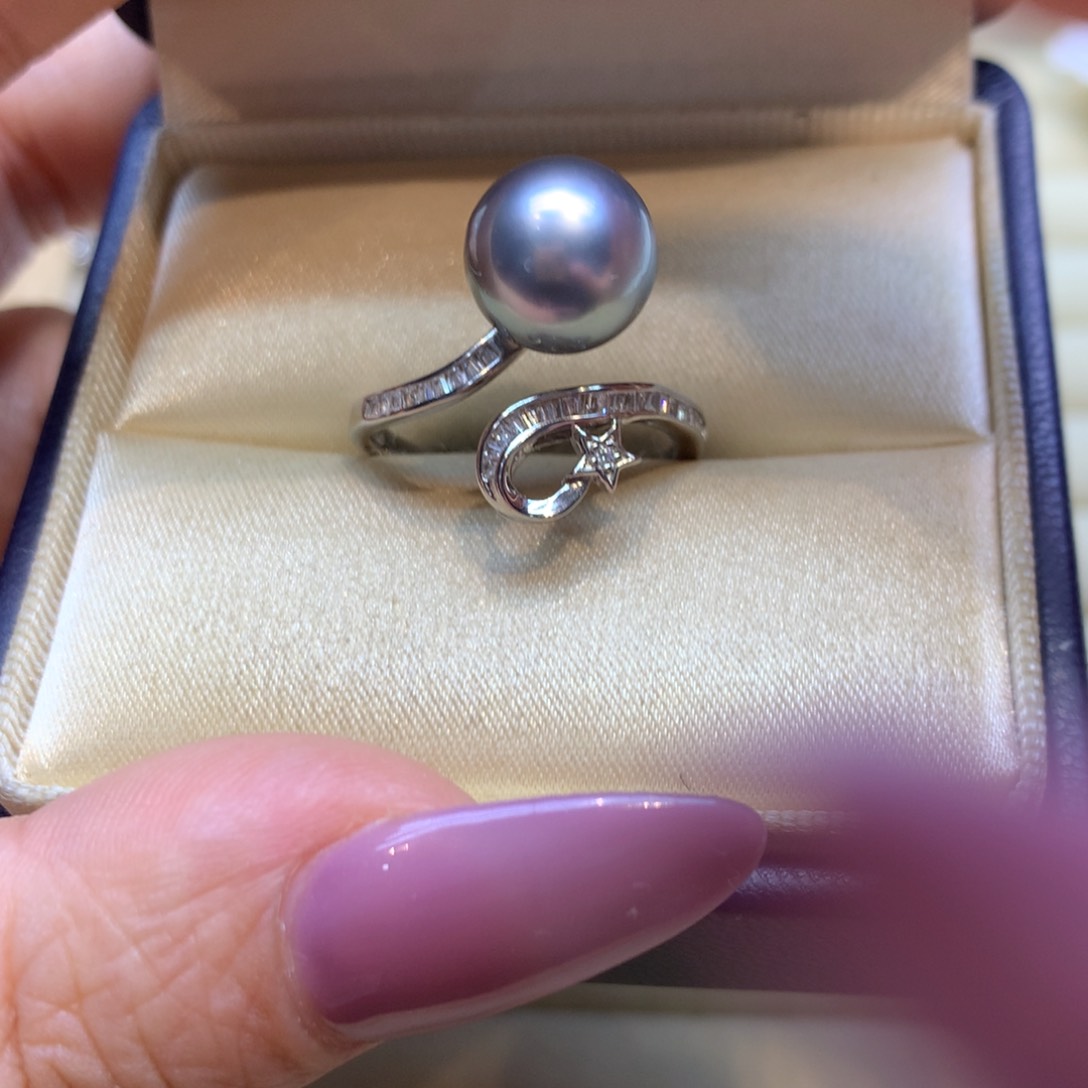 银S925镶嵌戒指海水珍珠