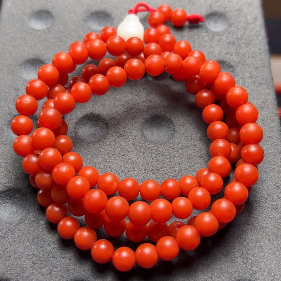 南红玛瑙南红108颗佛珠尺寸0.65m m未镶嵌