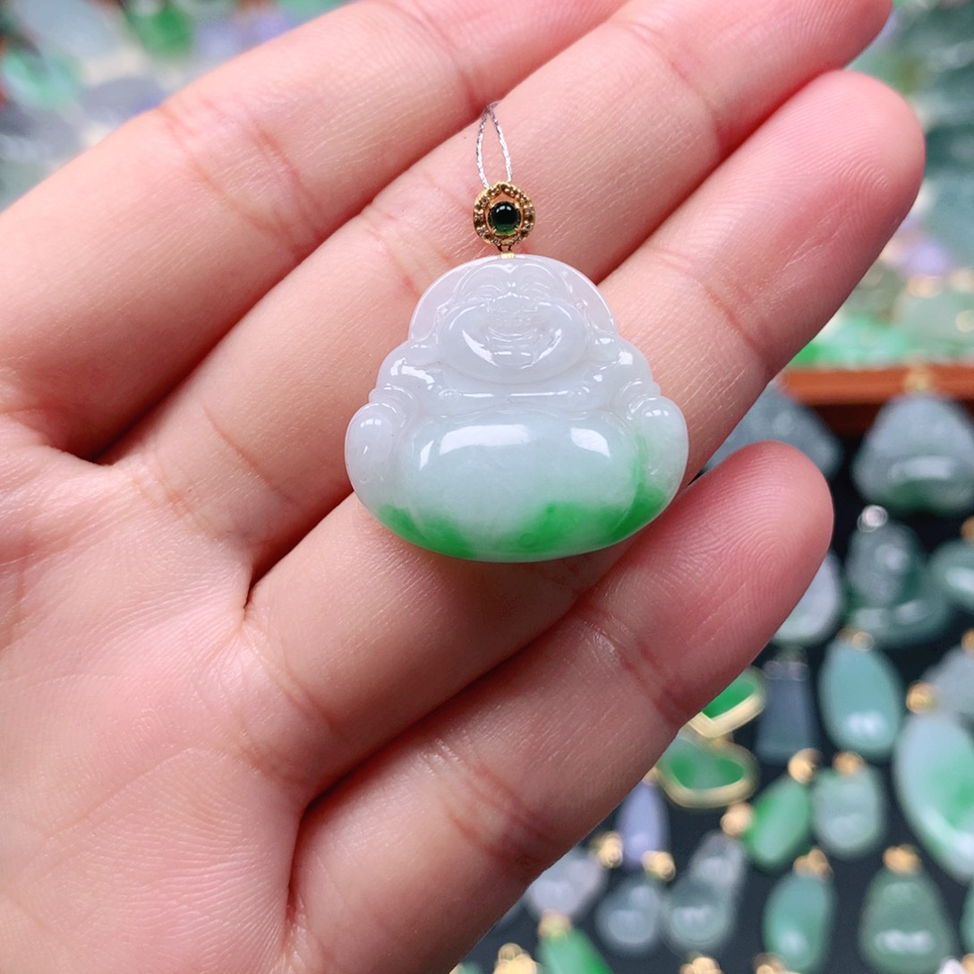 翡翠18K金镶嵌吊坠(不含链)