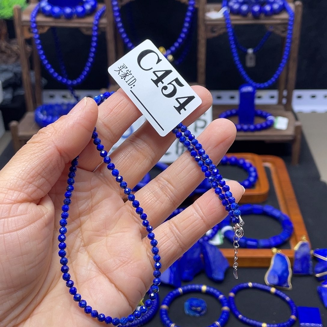 青金石项链银S925镶嵌