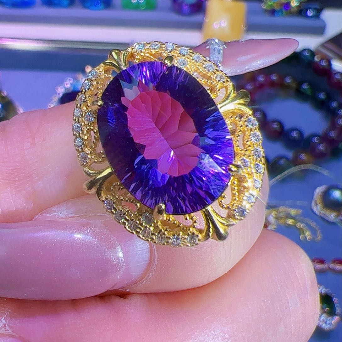 紫晶紫水晶银S925镶嵌