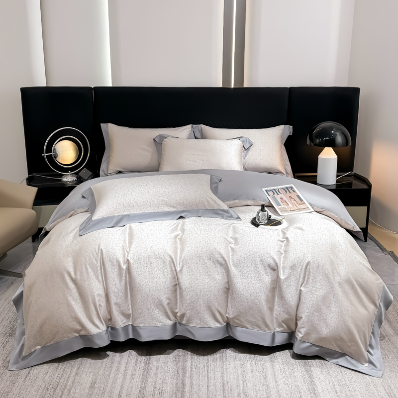 【刘总轻奢】超柔亲肤天丝棉银丝色织四件套-琳达/银灰