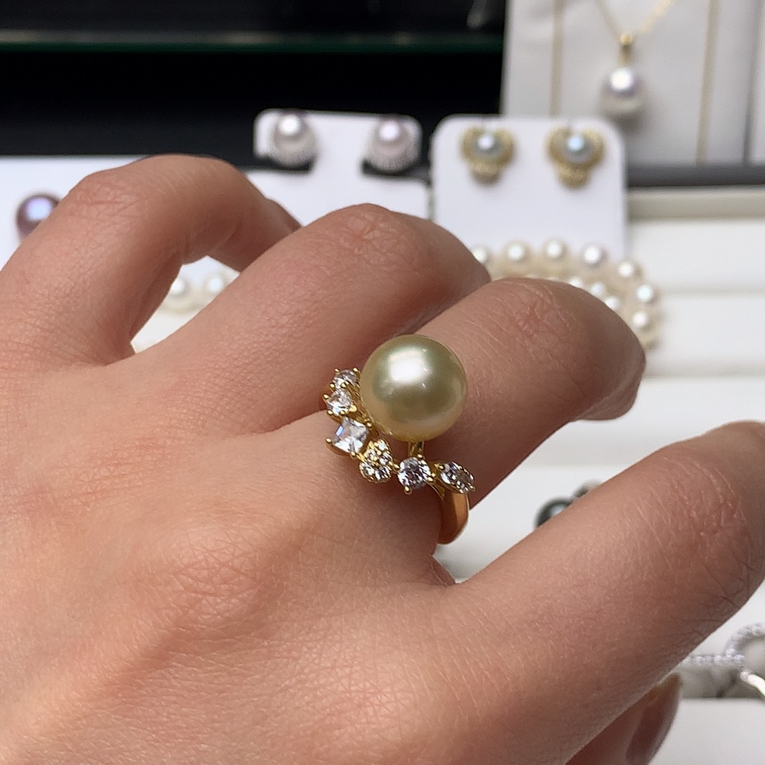 海水珍珠戒圈银S925镶嵌