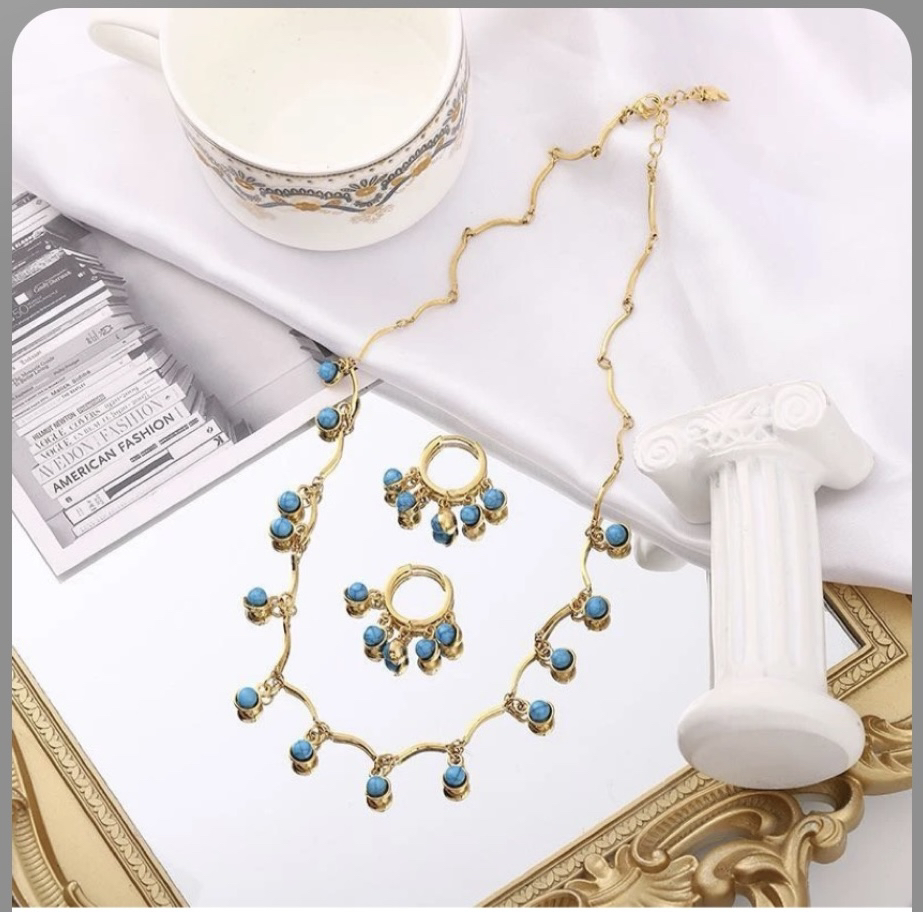 钛钢项链 美艳世界项链手工气质蓝色时尚百搭轻奢复古古风欧美