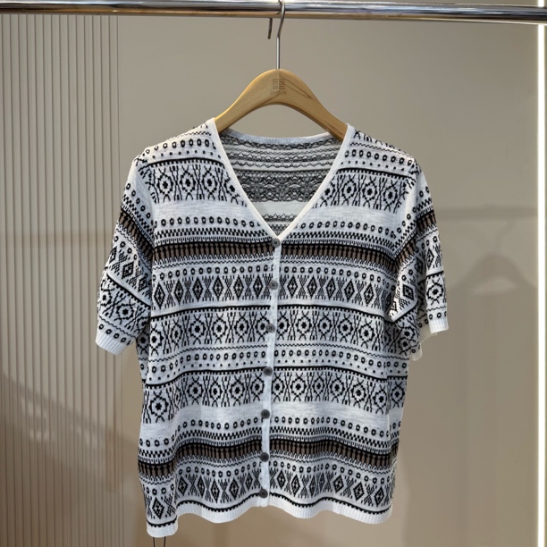 【26】水淼春夏新品2519-时尚百搭复古提花毛织开衫