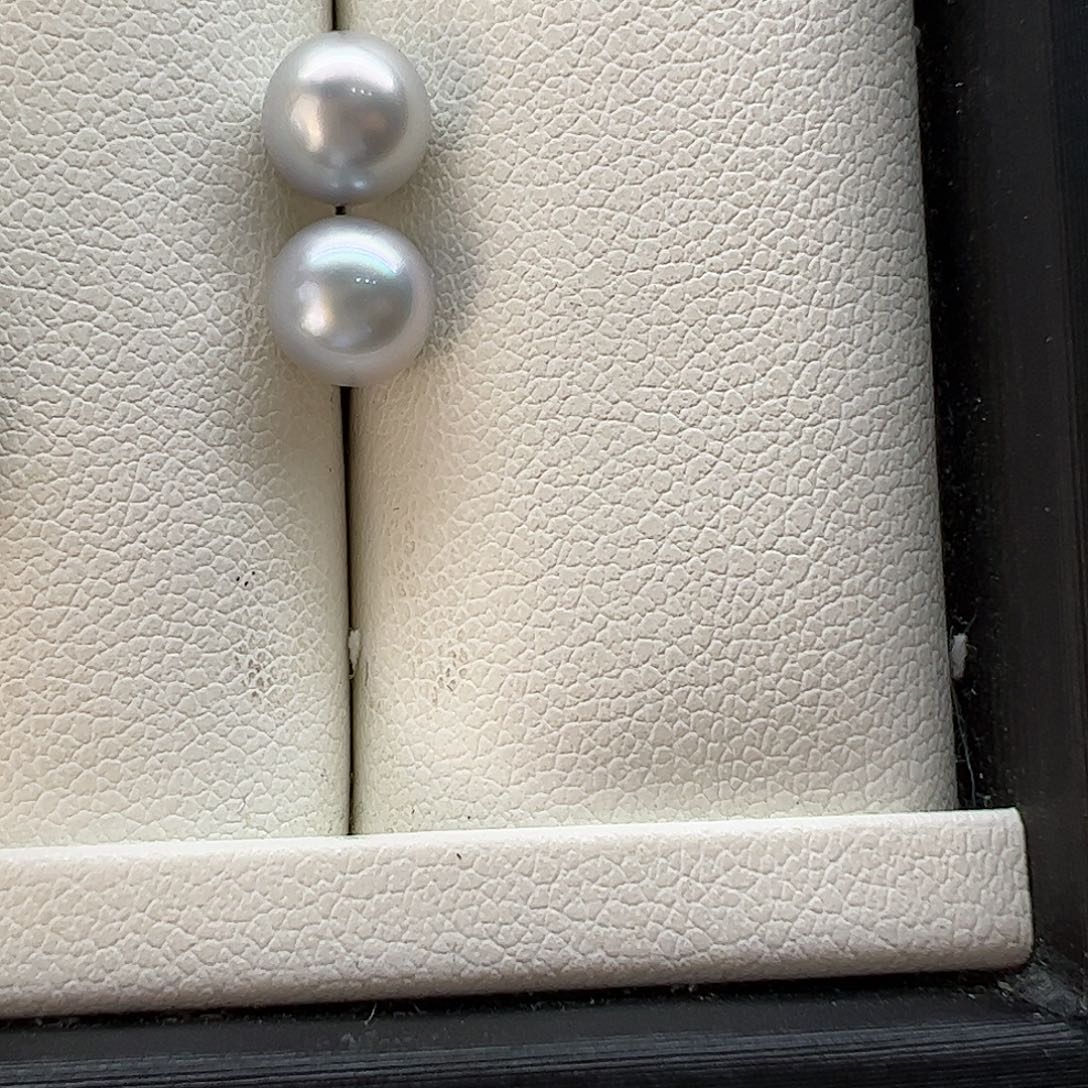 银S925镶嵌海水珍珠耳饰75一个150一对