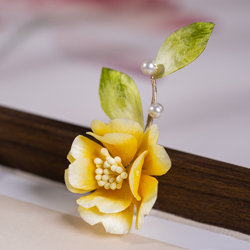 非遗绒花软簪手工古典汉服马面裙发饰