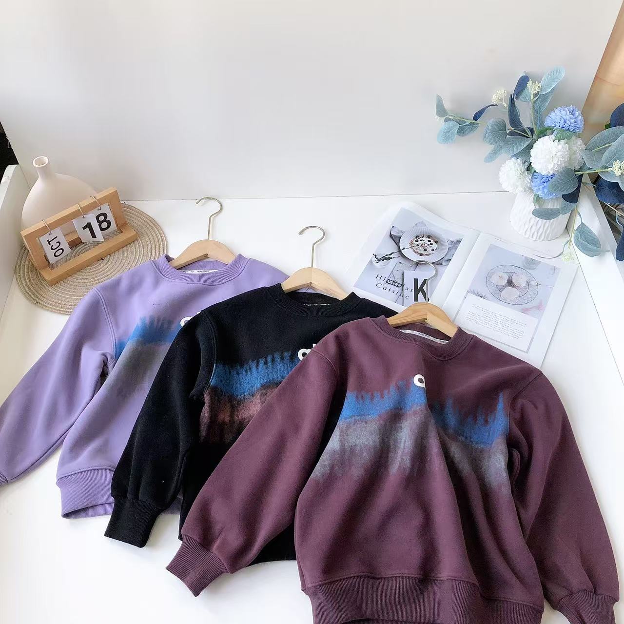 B028小言大童加绒卫衣A字母8818