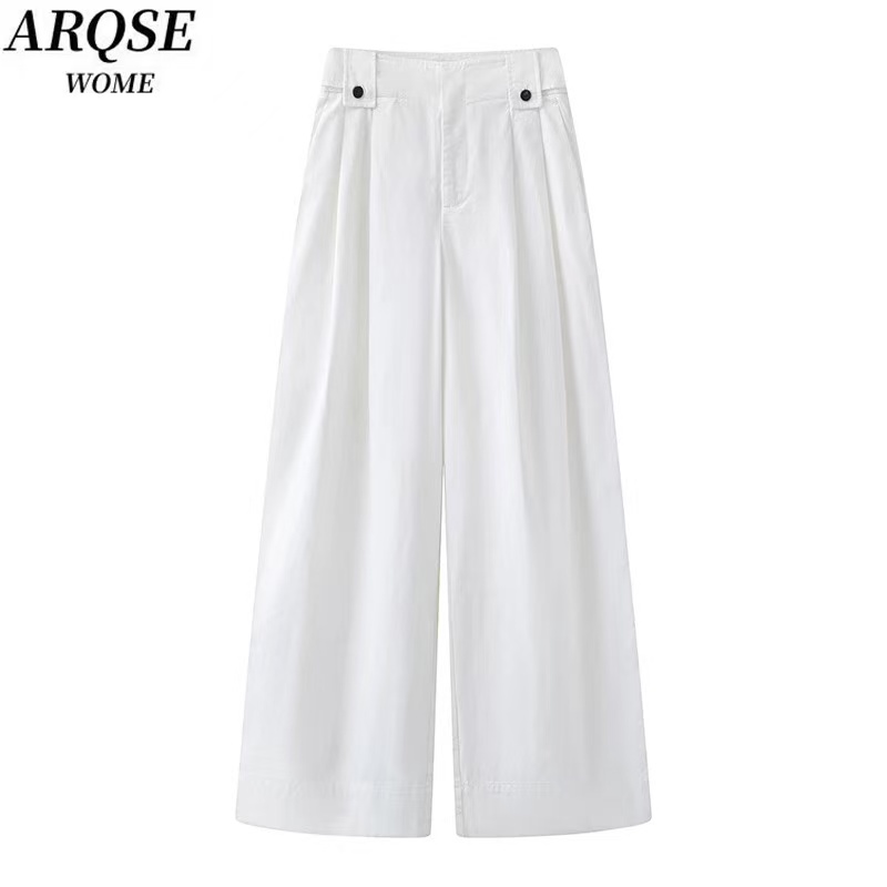 艾家商场同款2025夏季新款高腰显瘦直筒休闲阔腿裤女3032