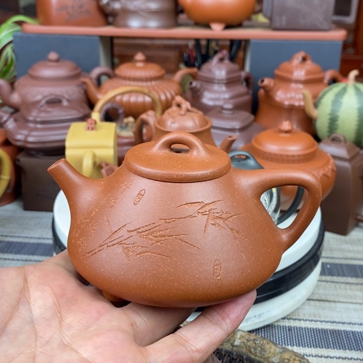 紫砂茶壶子冶石瓢220CC原矿红降坡泥特价