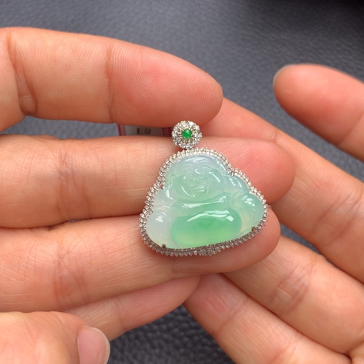 翡翠吊坠(不含链)18K金镶嵌