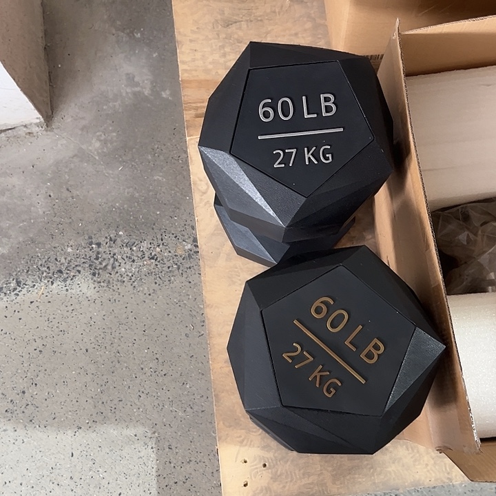 全新多边形实心铁哑铃27公斤一对