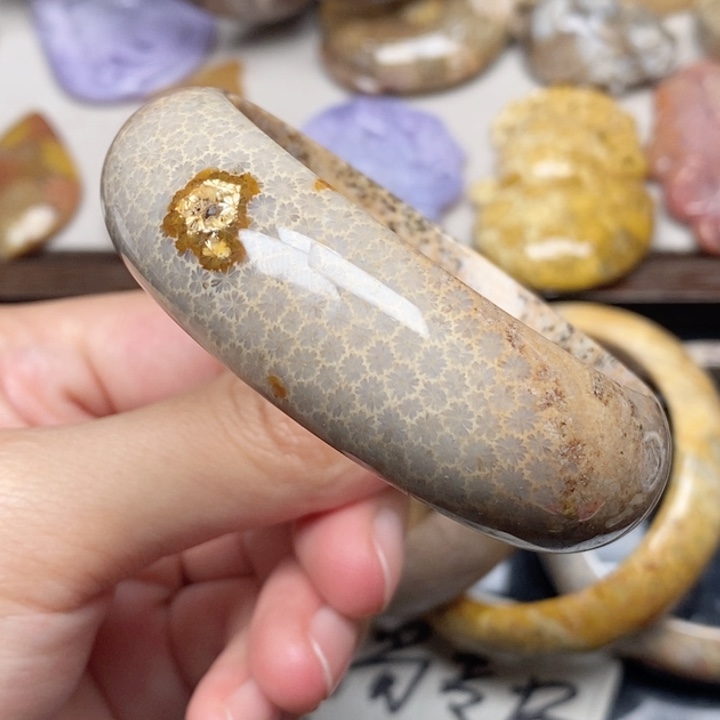 硅化珊瑚（珊瑚玉）未镶嵌手镯52.7