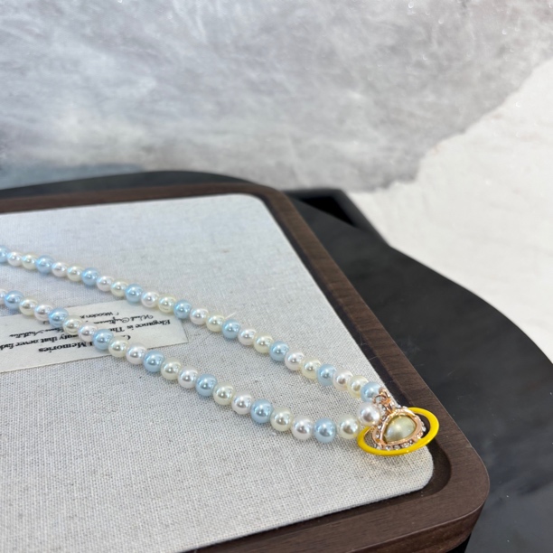 铜合金仿珍珠项链 黄色地球zz项链XL2526