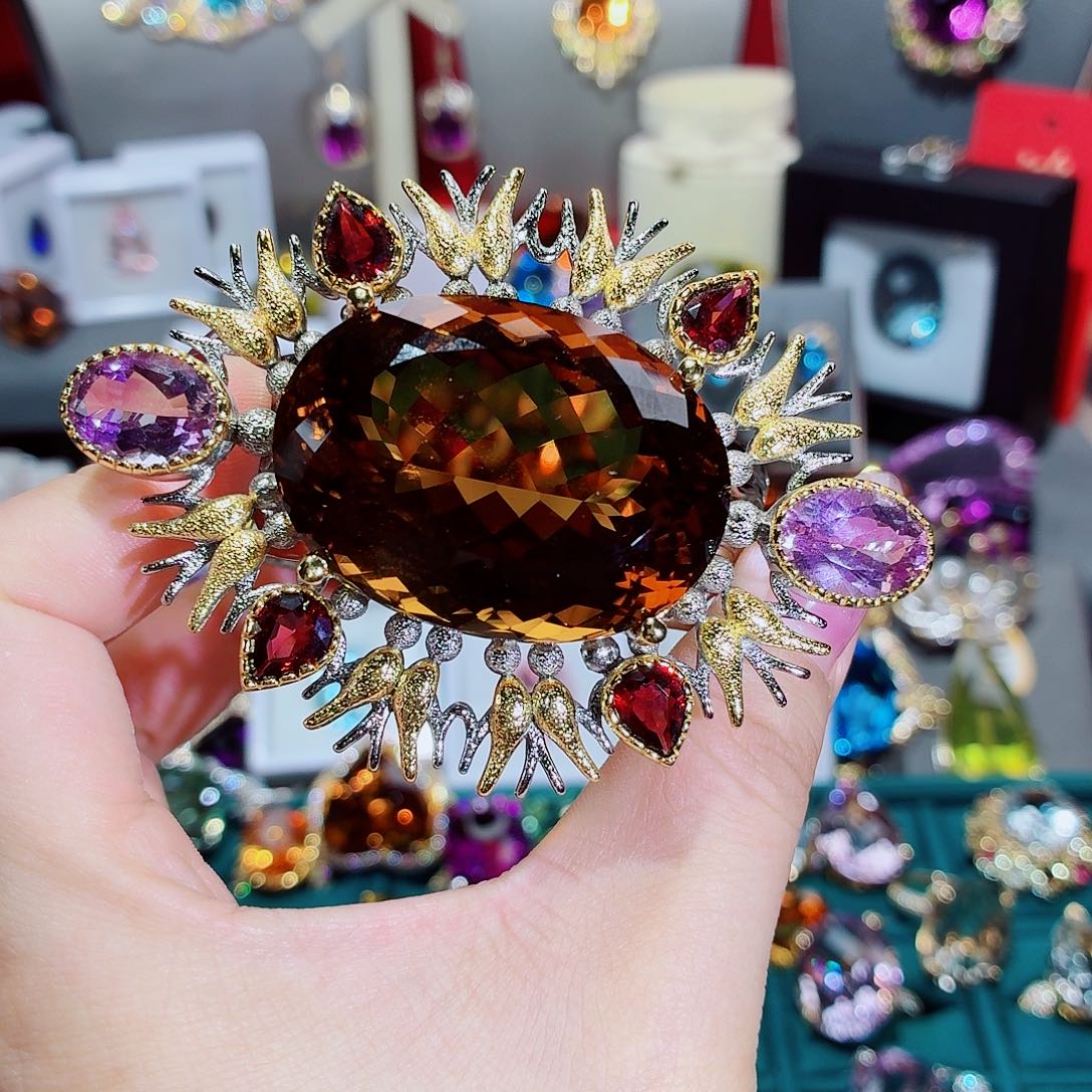 银S925镶嵌手镯黄晶手镯