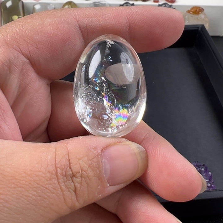 水晶颈饰未镶嵌白水晶带彩虹