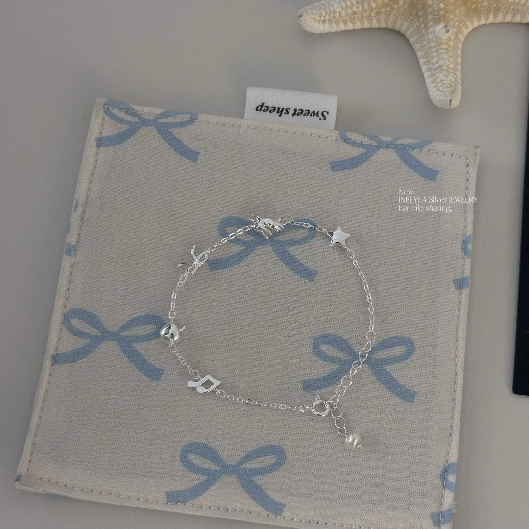 925银手链 星星小鹿苹果音符蝴蝶结手链 14+3cm 31745