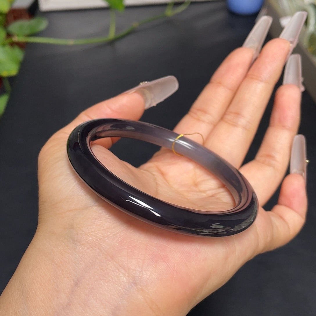 和田玉未镶嵌手镯紫翠58