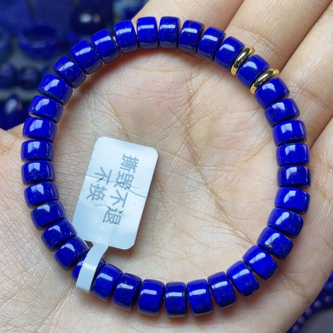 㞮***）青金石未镶嵌7×4mm直切药片手串