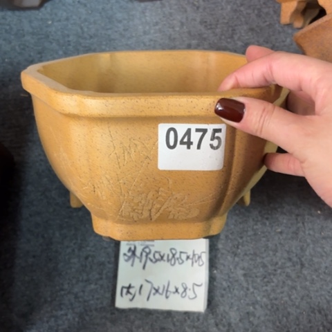 紫砂花盆柴烧南瓜六方0475