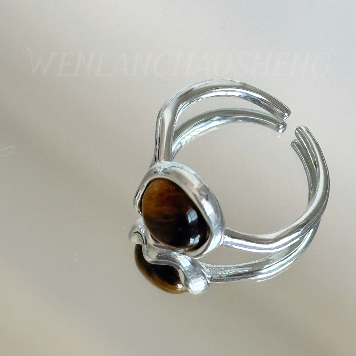 纯铜锆石戒指 不规则戒指轻奢高级感个性可调节百搭小众戒指