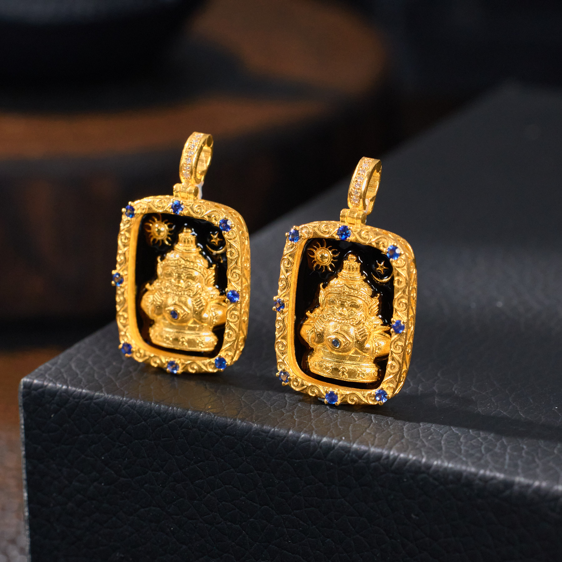 【歪歪】（素金）拉胡吊坠*18K金镶嵌（多样性发一）XB-S9225