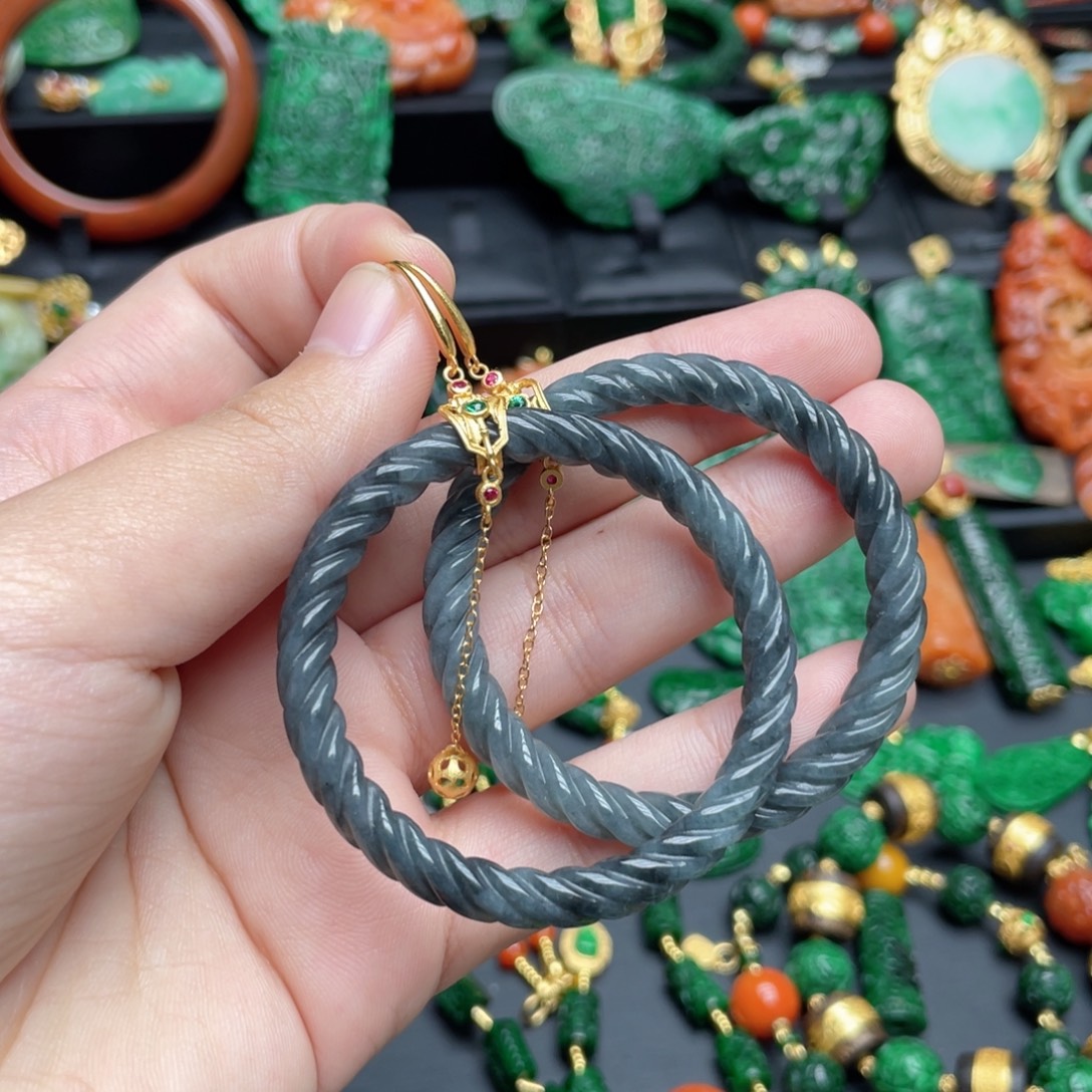 翡翠银S925镶嵌耳饰