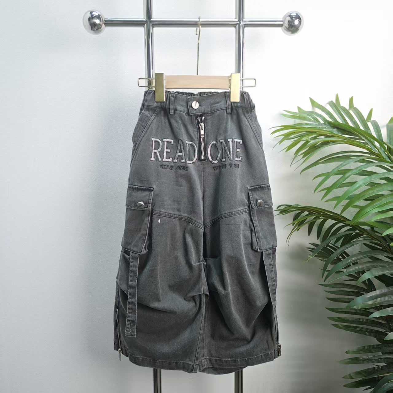 【1100K】灰色工装裤B0-3