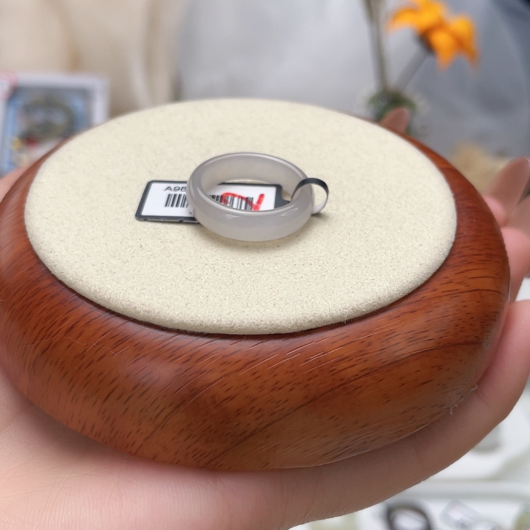 和田玉未镶嵌戒指冰紫泥鳅背17.1v10