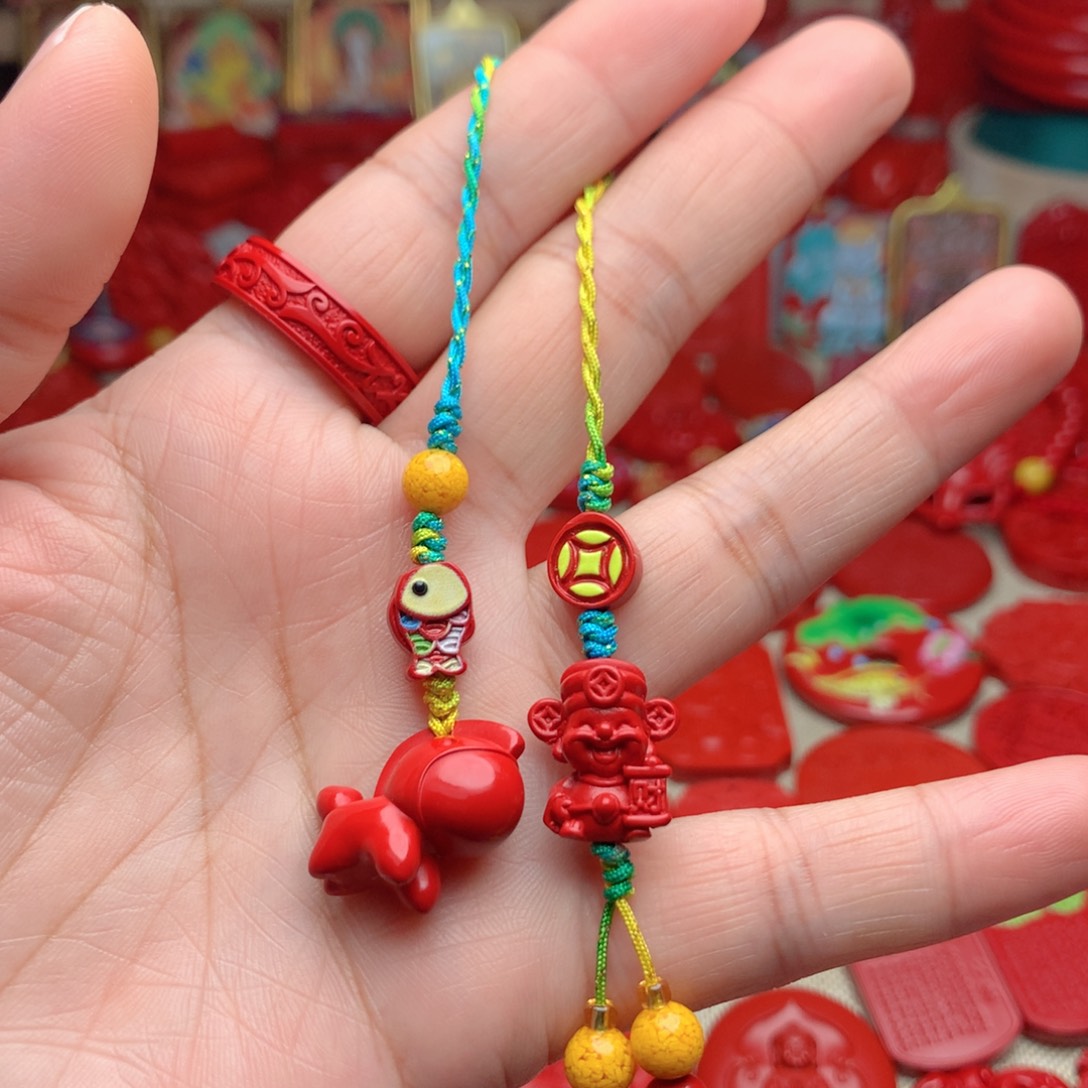 天然辰砂工艺品朱砂手机坠