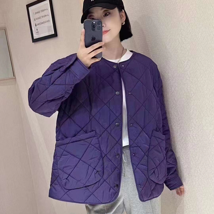 （不退换）5400730紫色菱格新雪丽棉服