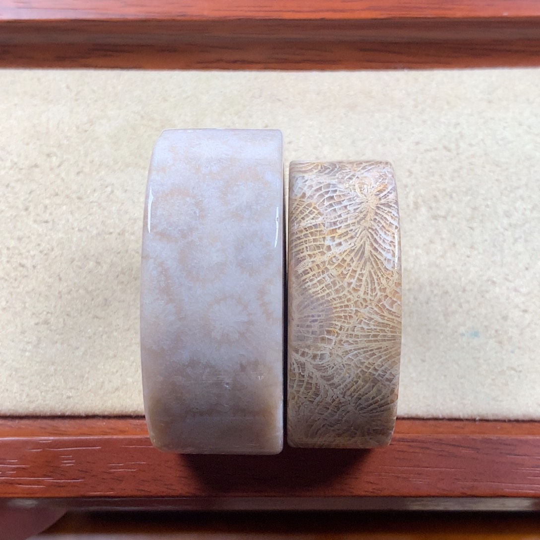 未镶嵌镯心50米2个。09硅化珊瑚（珊瑚玉）