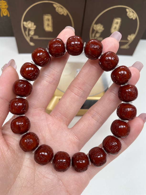 精品文玩老型满工雕刻百福 尺寸13mm