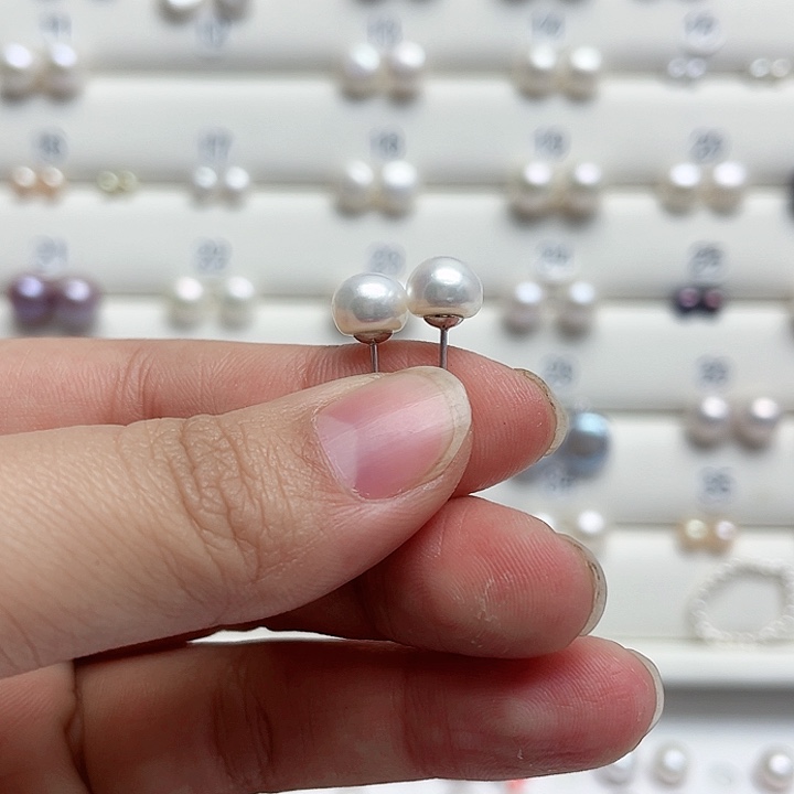 我***呀淡水珍珠银S925镶嵌耳饰