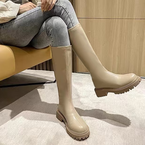 D186-7长筒靴女高筒靴2024年新款长靴厚底单靴中筒靴骑士靴