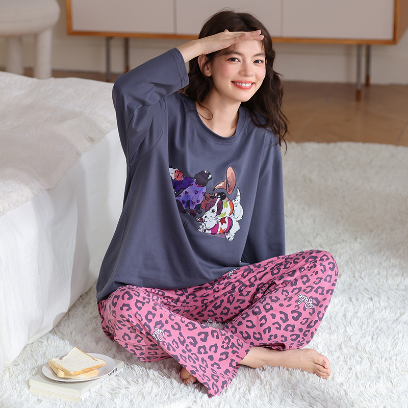 秋冬季2025新款睡衣精梳新疆棉休闲少女长袖春秋可外穿家居服套装