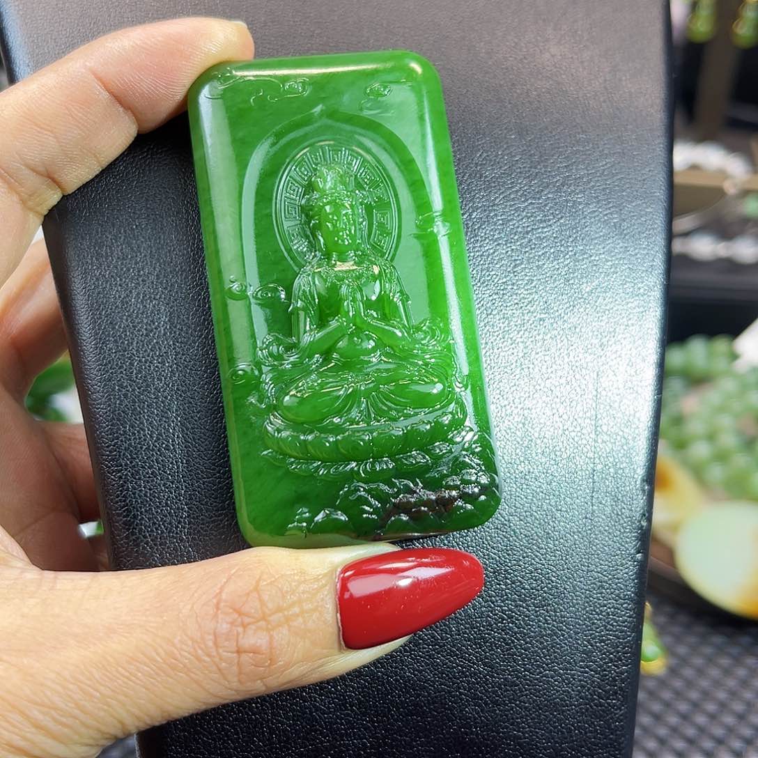 和田玉（碧玉）吊坠(不含链)未镶嵌LH803 观音牌
