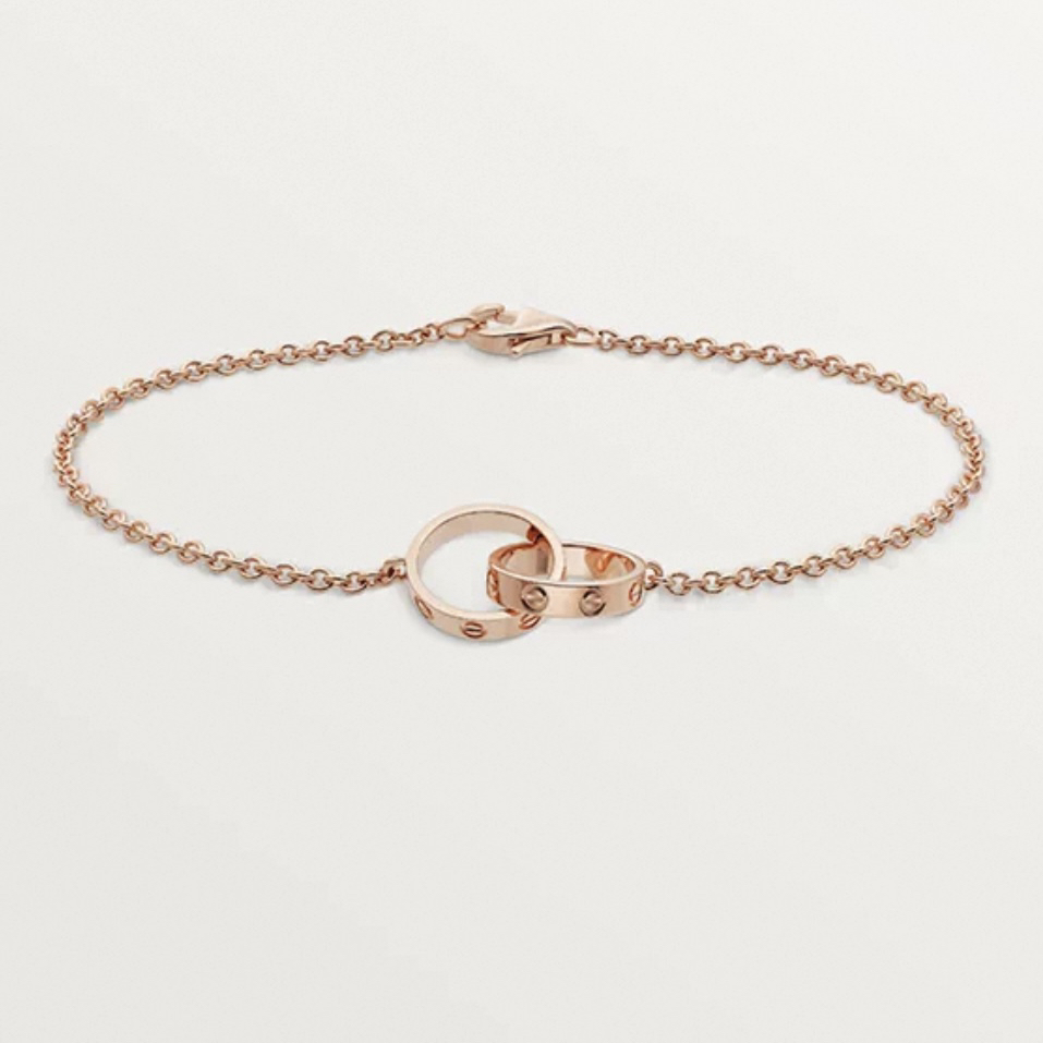 99新 Cartier/卡地亚 20年全套/玫瑰金双环手链/公价14700