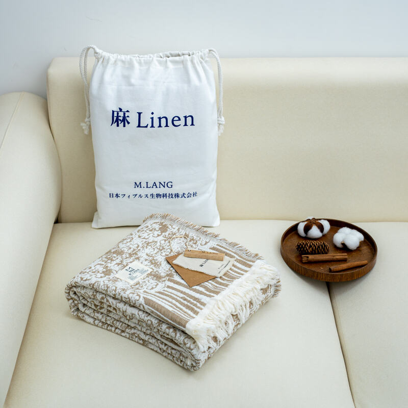 【京会社】棉麻流苏盖毯四叶草