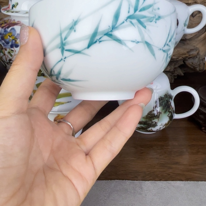 杯米饭碗手绘釉下彩