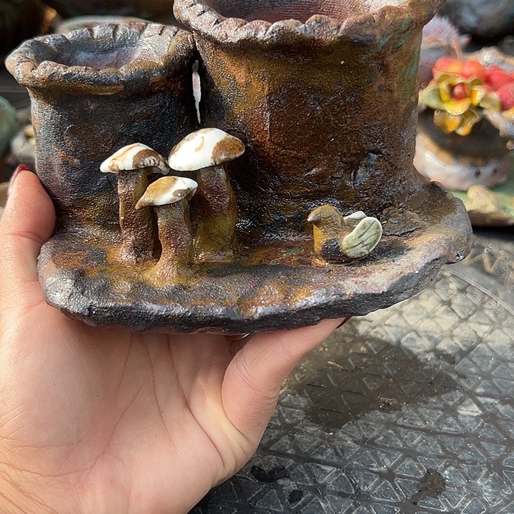 手工粗陶高温花盆