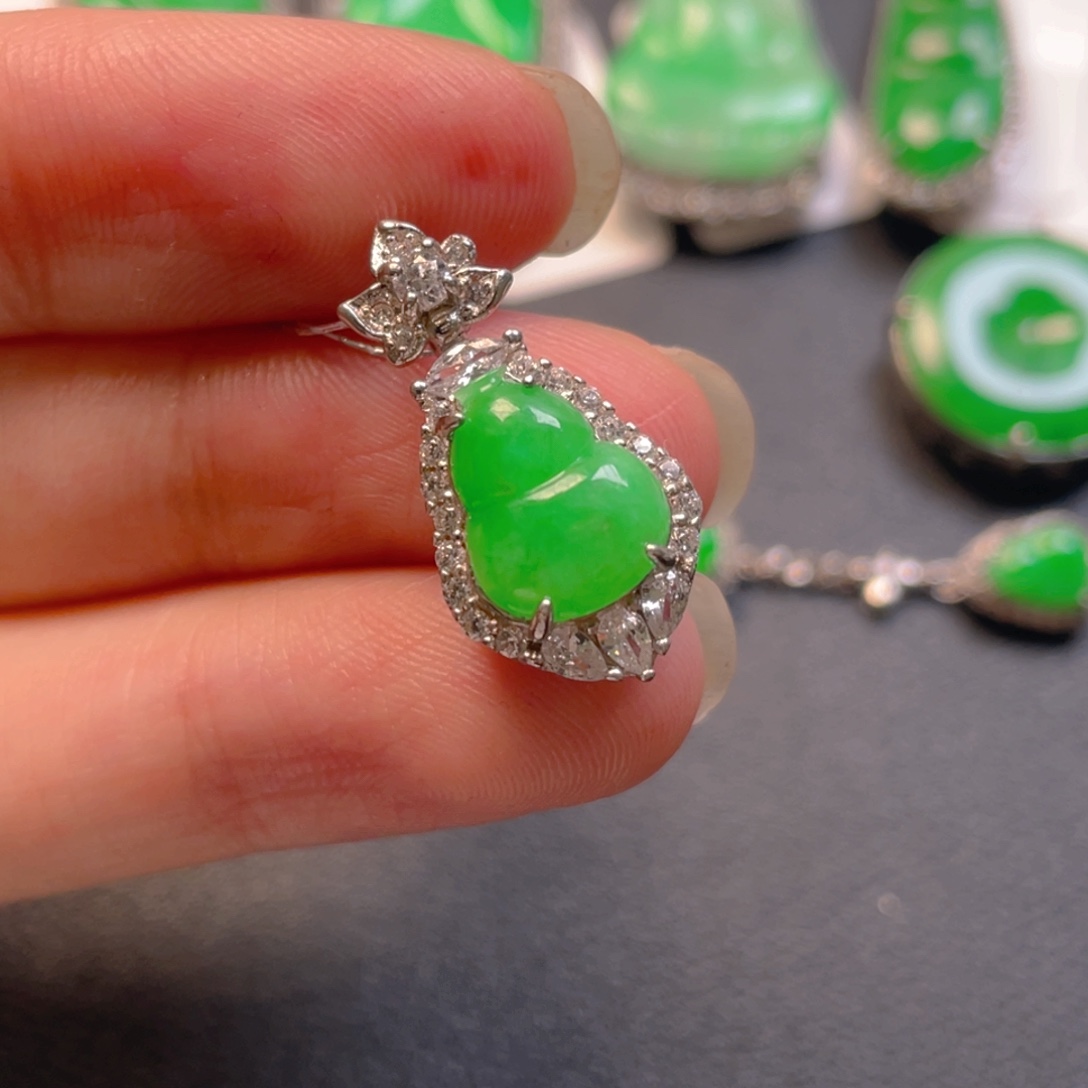 翡翠银S925镶嵌吊坠(不含链)