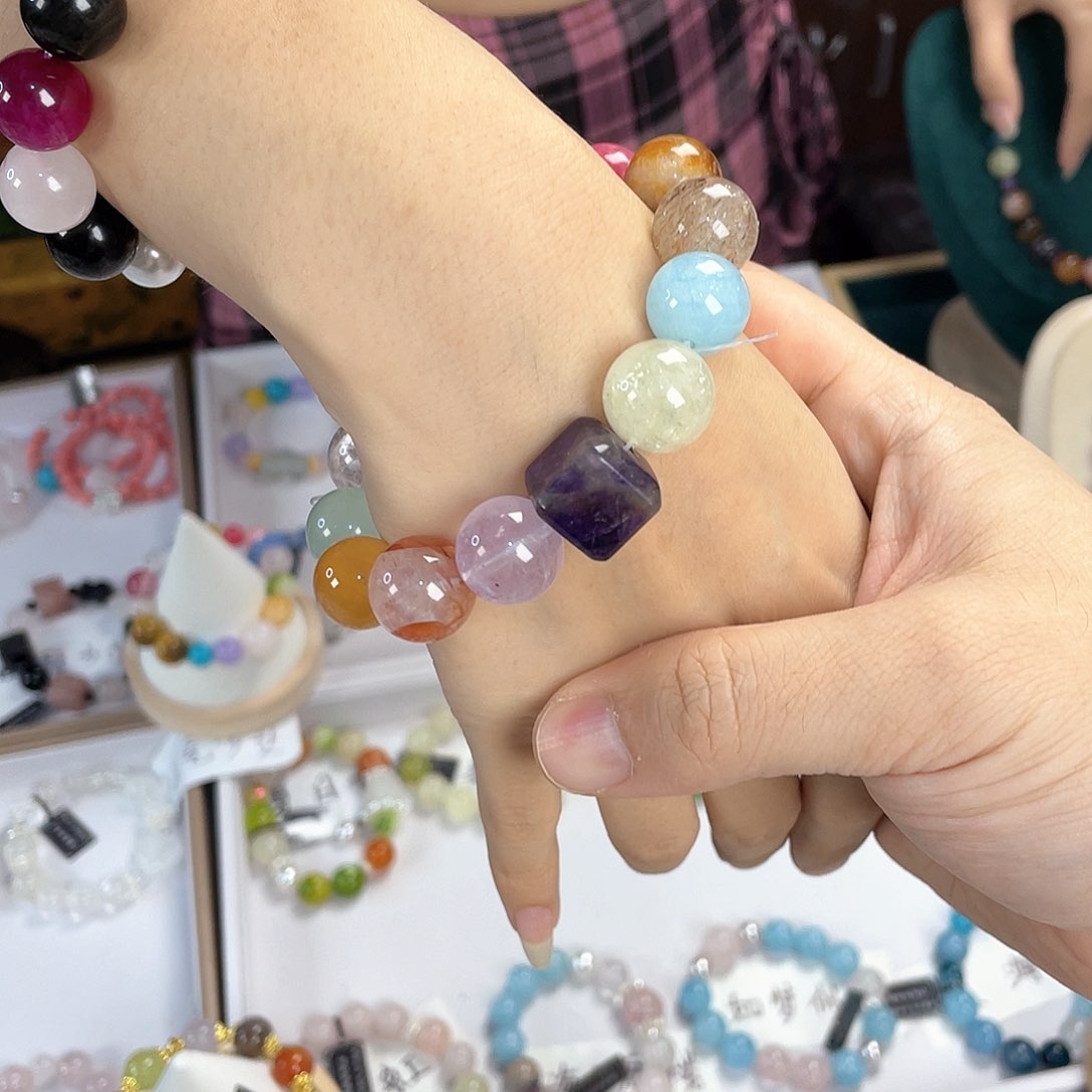 水晶手链银S925镀金镶嵌